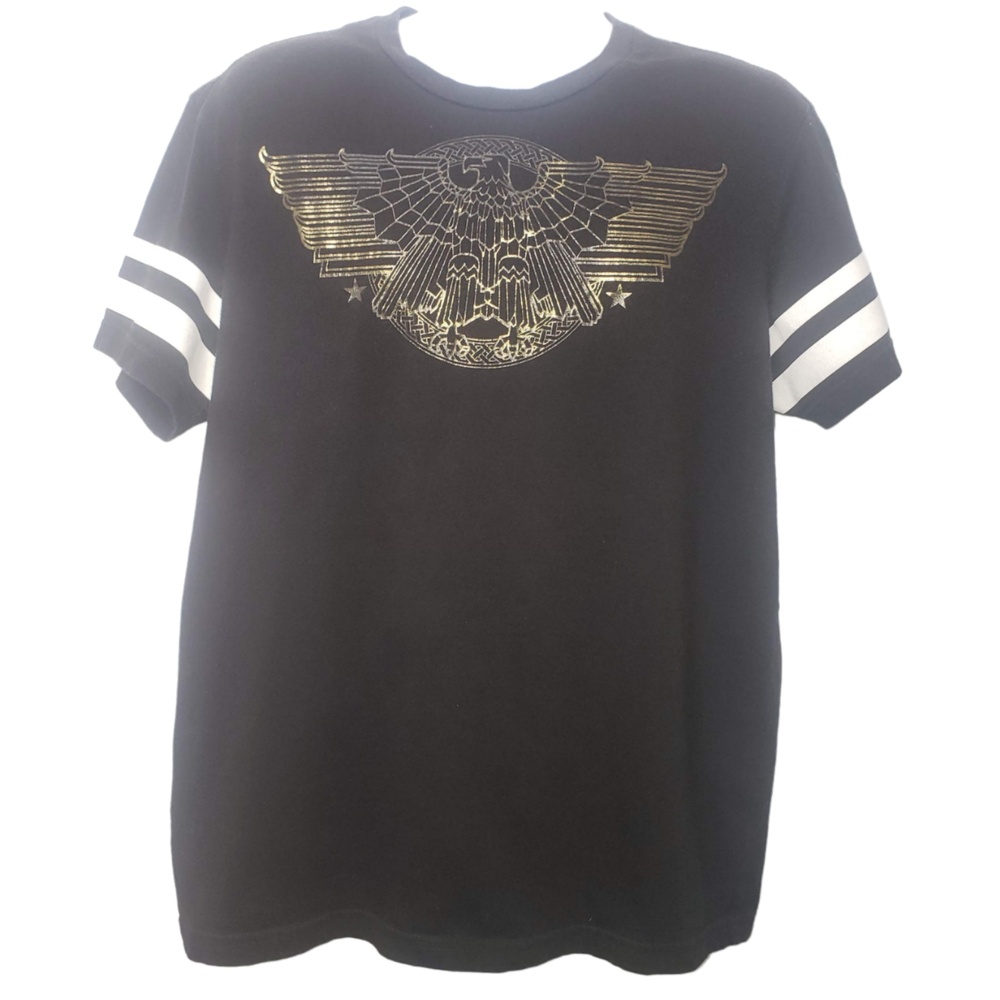GUESS Winged Phoenix Football Striped Short Sleeve T Shirt Large No Tags
